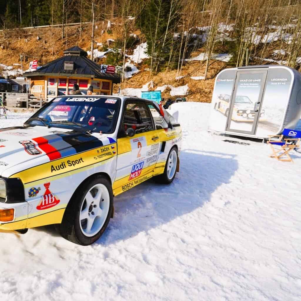 Pronájem simulátoru Audi Rally Sport na narozeninovou akci. Pronájem Rally quattro Experience v EU. Pronájem simulátorů rally na oslavu