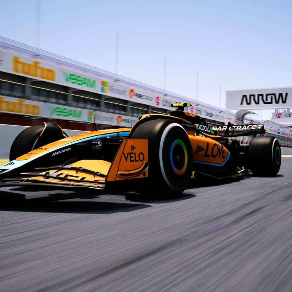 RoarFun Arrow pridani logo a branding na F1 simulator trenazer Oracle, Microsoft.